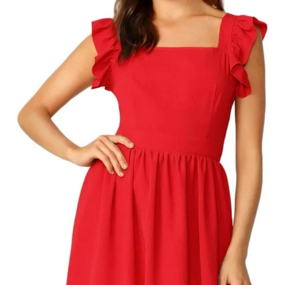 ROMWE Red Women's ruffle Dress - small